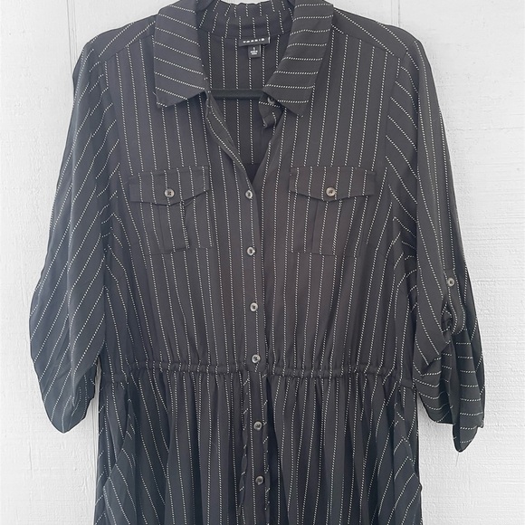 New Torrid Challis Pinstripe Midi Shirt Dress - Picture 4 of 8